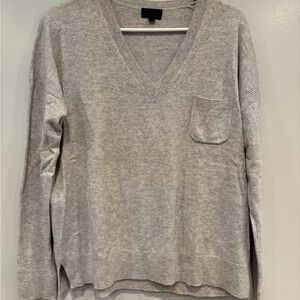 J Crew 100% Italian Cashmere Women's Gray V-Neck Sweater